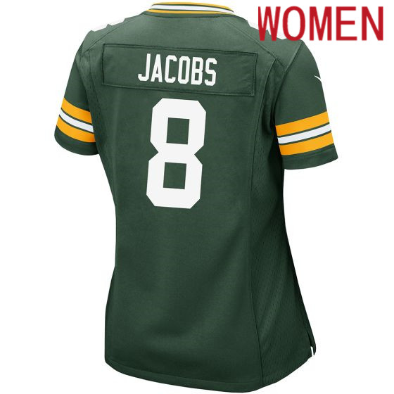 Women Green Bay Packers #8 Josh Jacobs Nike  green Home Game 2024 NFL  Jersey->green bay packers->NFL Jersey